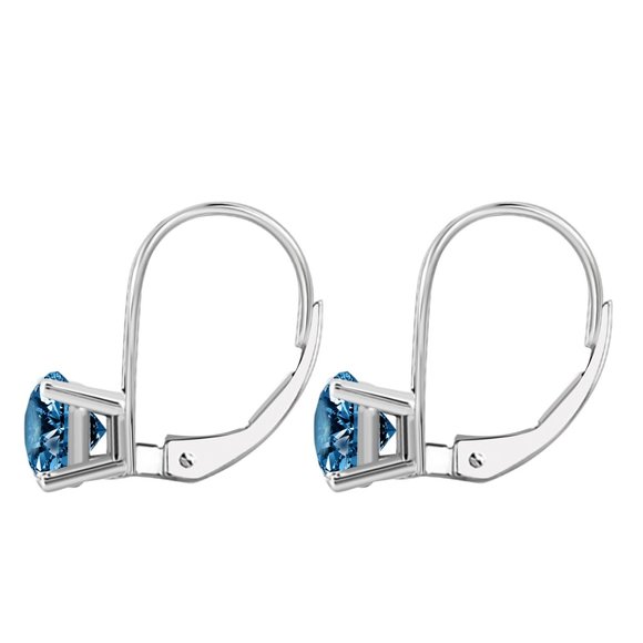 0.50 Cttw Leverback Natural Blue Diamond Earrings - Picture 8 of 12